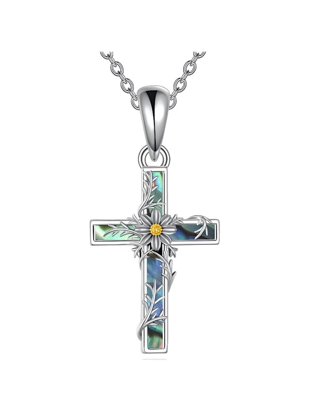 Cross Necklace Sterling Silver Religious Cross Pendant Jewelry Christian